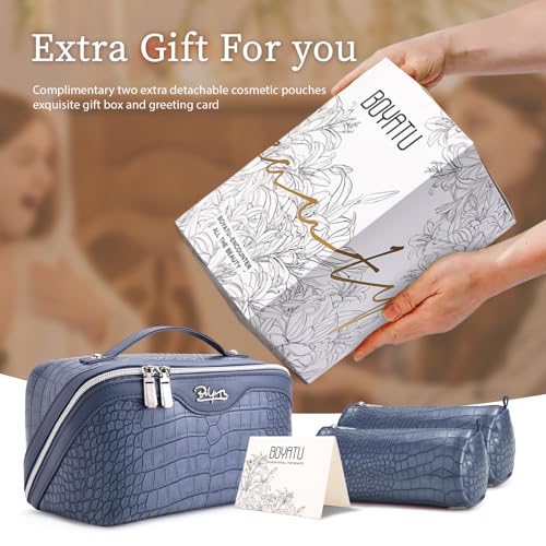 Travel Makeup Bag Cosmetic Bags for Women (E-3-Blue)