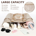 Waterproof Sandproof Large Beach Bag for Women (Beige)