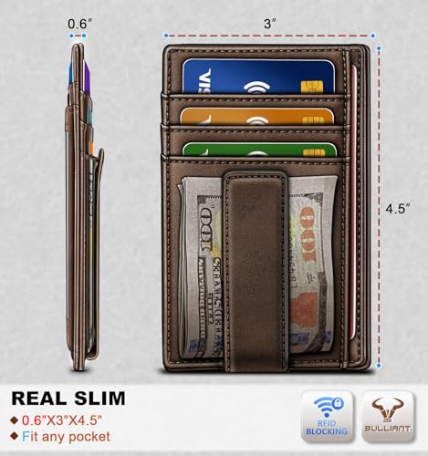 Men Slim Leather Wallet Money Clip 7Cards (Coffee7491)