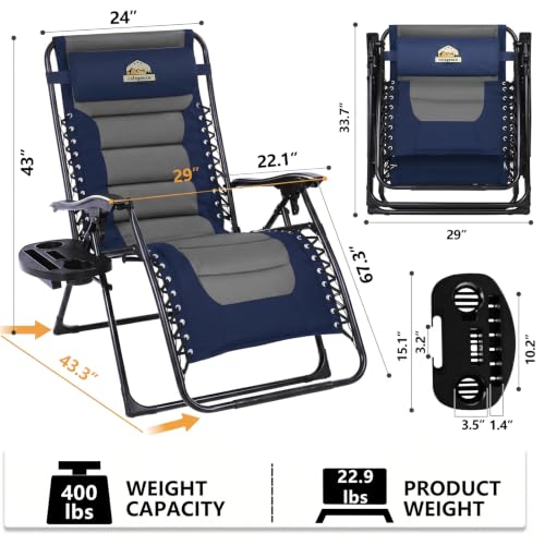 Oversized Zero Gravity Chairs Set of 2 (Navy&gray / Set of 2)
