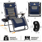 Oversized Zero Gravity Chairs Set of 2 (Navy&gray / Set of 2)