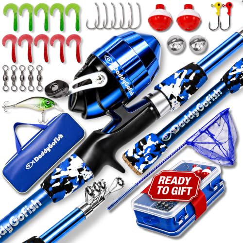 Kids Fishing Pole for Boys (Blue (Essential Set) / 5ft)