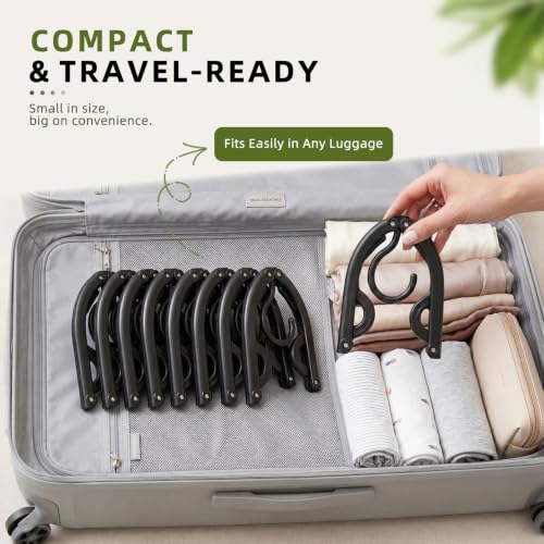 20 Pcs Foldable Plastic Travel Hangers (Black / 20 Pcs)