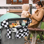 Universal Stroller Organizer with Insulated Cup Holder (Checkerboard / Classic Organizer)