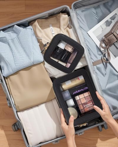 Travel Clear Makeup Bag Set (Mini+Large Black)