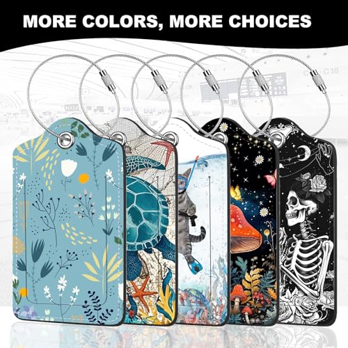2Pack Luggage Tags for Suitcases (Skeletons and Flowers)