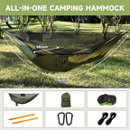Camping Hammock with Mosquito Net and Ridge Rope (Army)