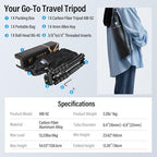 54" 137cm Carbon Fiber Travel Tripod for Camera with 360° Ball Head (54.5" Travel Tripod)