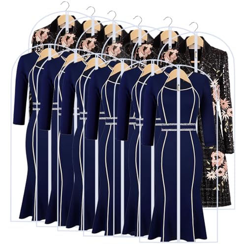 Garment Bags for Hanging Clothes 24" x 54"Coat Covers for Closet Foldable Washable Dress Bags for Hanging Clothes for Long Dress Dance Costumes Suits Gowns Coats (White / 24''X55'')