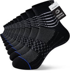 Ankle Compression Socks for Men Women Arch Support Athletic Cushioned Moisture Wicking Cotton Socks 5 Pairs (X-Large / Cotton -Black+blue(5 Pairs))