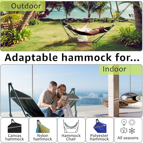 Portable Hammock Stand with Canvas Net (3. Black)