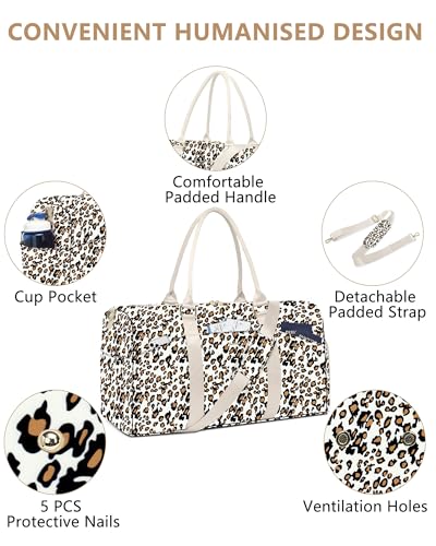 Women Weekender Travel Duffle Bag (12-Leopard Print / Large)