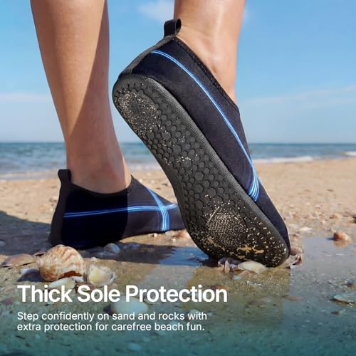 Water Shoes Women Men Barefoot Aqua Socks Quick (5-6 Women/4-5 Men / N-blue Cross)