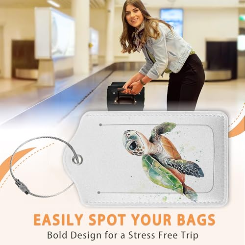Abstract Colorful Sea Turtle 3 PCS PU Leather Luggage Tags for Suitcase (Abstract Colorful Sea Turtle)