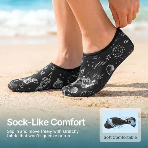 Water Shoes for Women Men Quick (5-6 Women/4-5 Men / Space Black White)