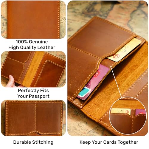 Leather Passport Holder (Brown / Solid)