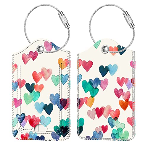 Luggage Tags Privacy Cover ID Label for Travel Bag Suitcase (Raining Hearts)