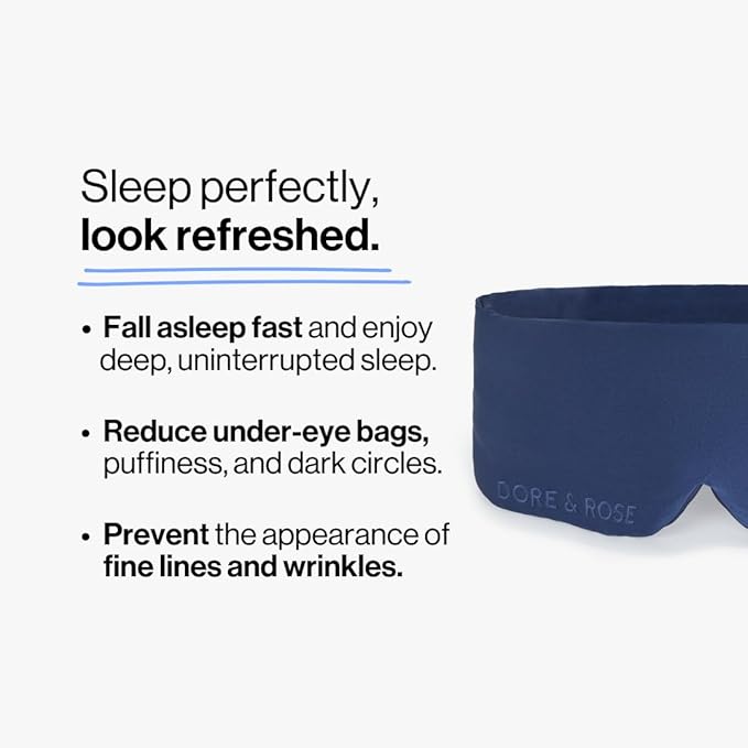 Dore & Rose Deep Sleep Mask Light Blocking, 23 Momme Mulberry Silk Eye Mask - Image 2