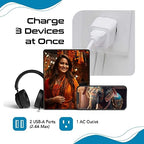 India, Nepal, Bangladesh Travel Adapter Plug with USB-A + USB-C - Type D - Usa Input - Ultra Compact - Safe Grounded Perfect for Cell Phones, Laptops, Camera (CTU-10) (Off White)