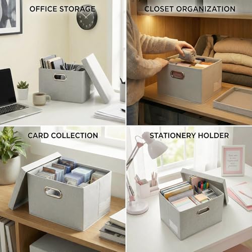 Storage Bins with Lids [3 (Beige / S(3-Pack))