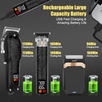 Professional Hair Clipper Set for Men Electric Shaver Razor Cordless Hair Cutting Barber Clippers Beard Trimmer Men’s Grooming Kit Gifts for him (Black)
