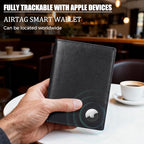 Polare Leather AirTag Passport Holder RFID Blocking Travel Bifold Wallet (Black/Brown with AirTag Slot)