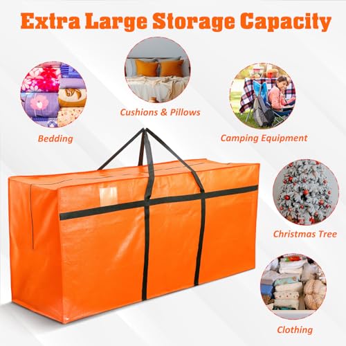 4 Pcs 176 Gallon Extra Large Moving Bags Heavy Duty Storage Bag (176 Gallon / Orange)
