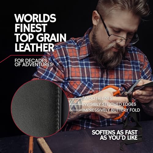 RFID Leather Trifold Wallets for Men ID Window (Rich Black)