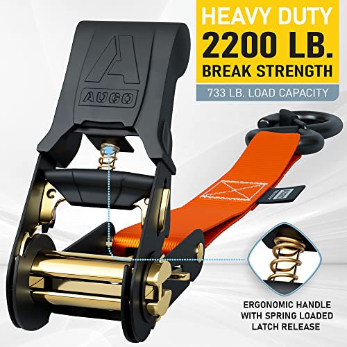 Ratchet Straps Heavy Duty 4 Pack (2200 lb - 15ft / Orange)