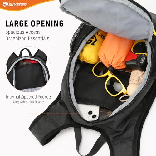 15L Foldable Hiking Backpack Lightweight Packable Travel Daypack with Chest Strap Small Outdoor Folding Back Pack Collapsible Bag for Women Men (Black / 15l)