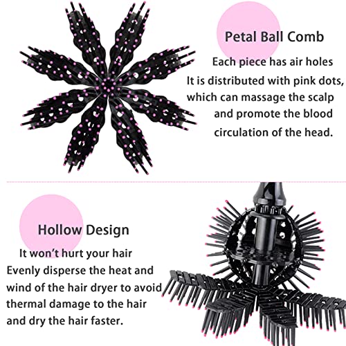 Drying Hair Brush 3D Round Hair Brushes With Alligator Hair Clips and Wide Tooth Comb Women Blow Detangling Ball Hair brush 360° Curly Styling Circle Hair Comb (Set with Accessories)