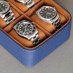 5 Watch Travel Case Storage Organizer for 5 Watches (Blue / Tan)