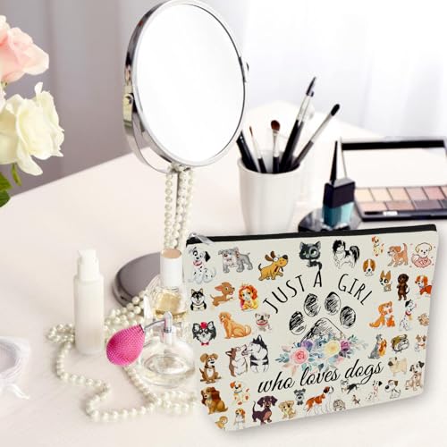 Dog Mom Makeup Bag Gift (Girl Loves Dogs)