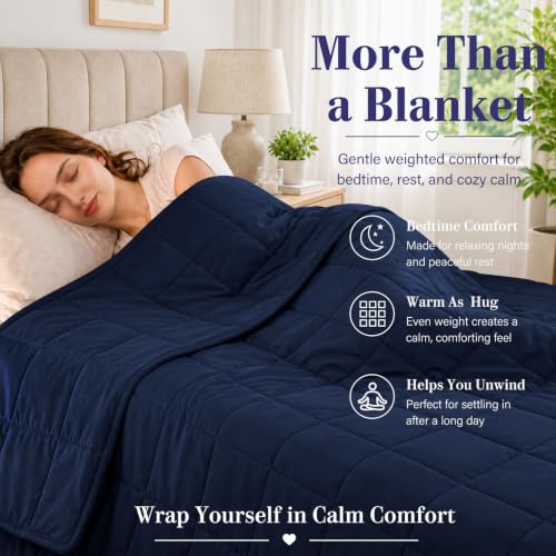 Weighted Blanket for Adults 25lbs （Queen Size (03-navy Blue / 60" x 80" | 25lbs)