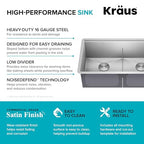 Stainless Steel 33 in Double Bowl Undermount Kitchen Sink KWU112 (Stainless Steel / 33 inch / Double Bowl Sink)