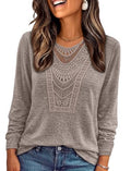 Fall Shirts for Women Brown Long Sleeve Top Work Blouses Business Casual L (Large / Brown)