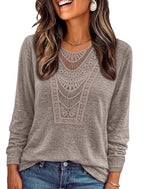 Fall Shirts for Women Brown Long Sleeve Top Work Blouse Business Casual 2XL (XX-Large / Brown)