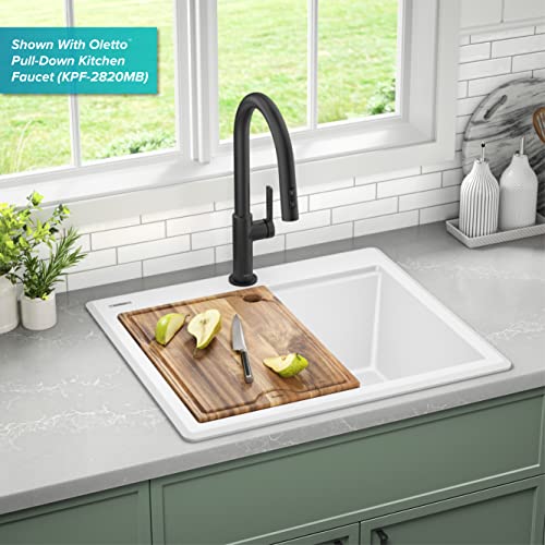 Bellucci 25 inch Granite Workstation Drop In Top Mount Single Bowl Kitchen Sink in White with Accessories (25 Inch / White)