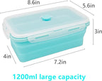 CARTINTS Large Collapsible Camping Food Containers, 1200ml Silicone Lunch - Image 2