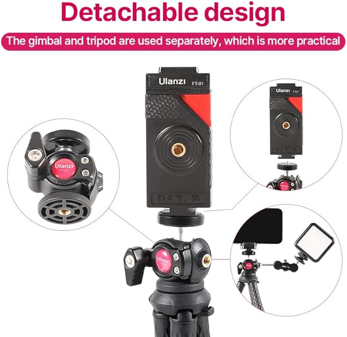 ULANZI FT-01 Phone Tripod with Holder, Mini Camera Flexible Tripod Stand with - Image 3
