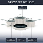 Nuwave Healthy Duralon Blue Ceramic Nonstick Coated 7pc Cookware Set, - Image 2
