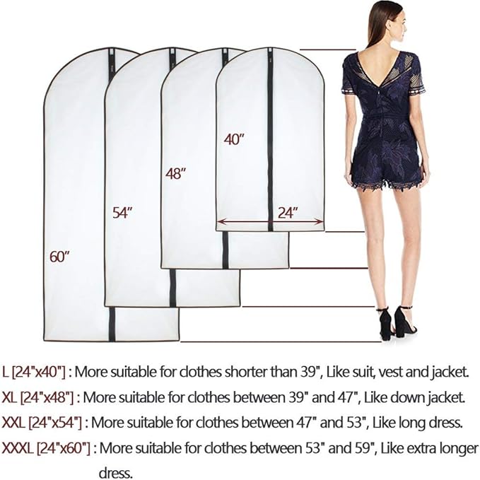 Garment Bags for Hanging Clothes Black Side Breathable Garment Bag Clothes - Image 2