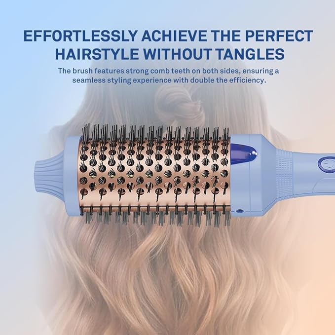 Caliber Viva Heat Thermal Hair Brush, Professional Styling Tool with Negative Ion Technology, Blue (1-1/2 inch（38mm)