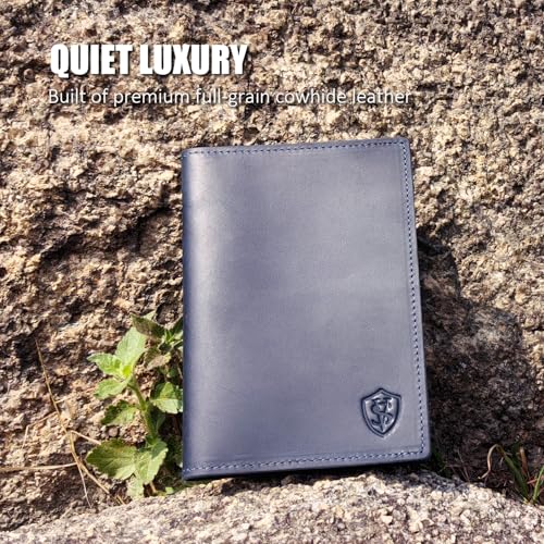 Albatross Leather Travel Passport Holder (Navy B)