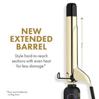 HOT TOOLS 24K Gold Professional Extended Barrel Curling Iron with Clamp for Bouncy Curls - 24K Gold Technology for_Long-Lasting Results & Longer Barrel for Easy Styling 1" (Pack of 6)