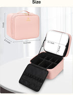 Travel Makeup Bag with LED Mirror Double Layer Makeup Case with Lighted Mirror - Image 6
