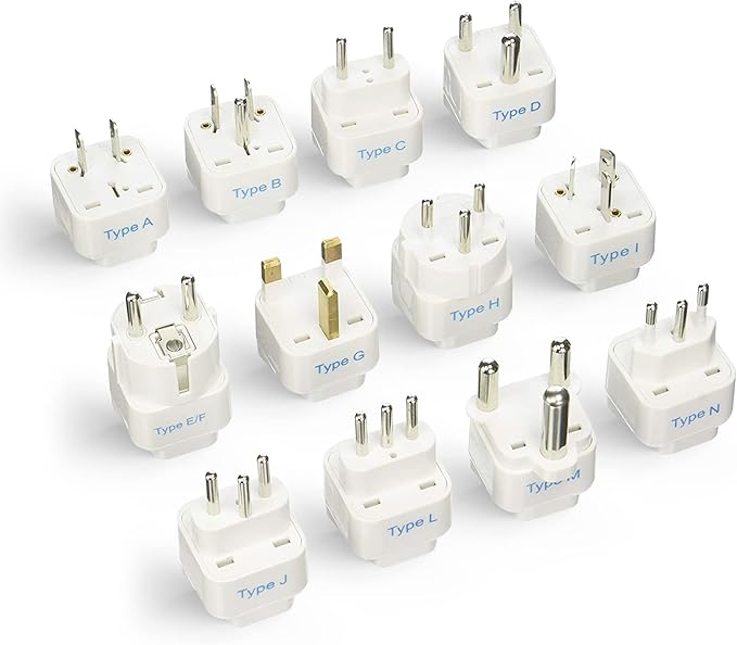 Ceptics Travel Adapter with Types A-M Plugs, Travel Plug Adapter Set Compatible by Ceptics