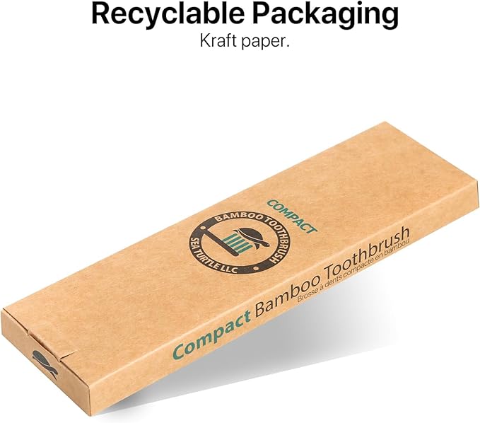Sea Turtle Plant-Based Bristles, Compact Bamboo Toothbrushes, Soft Natural - Image 4