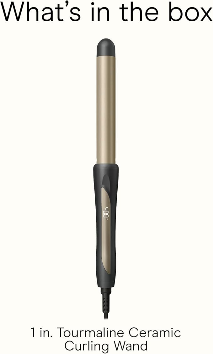 INFINITIPRO BY CONAIR Tourmaline Ceramic 1-Inch Curling Wand, 1-Inch Barrel Produces Flawless Waves, Hair Wand for Use on Short, Medium, and Long Hair, Dark Grey