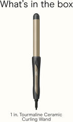 INFINITIPRO BY CONAIR Tourmaline Ceramic 1-Inch Curling Wand, 1-Inch Barrel Produces Flawless Waves, Hair Wand for Use on Short, Medium, and Long Hair, Dark Grey